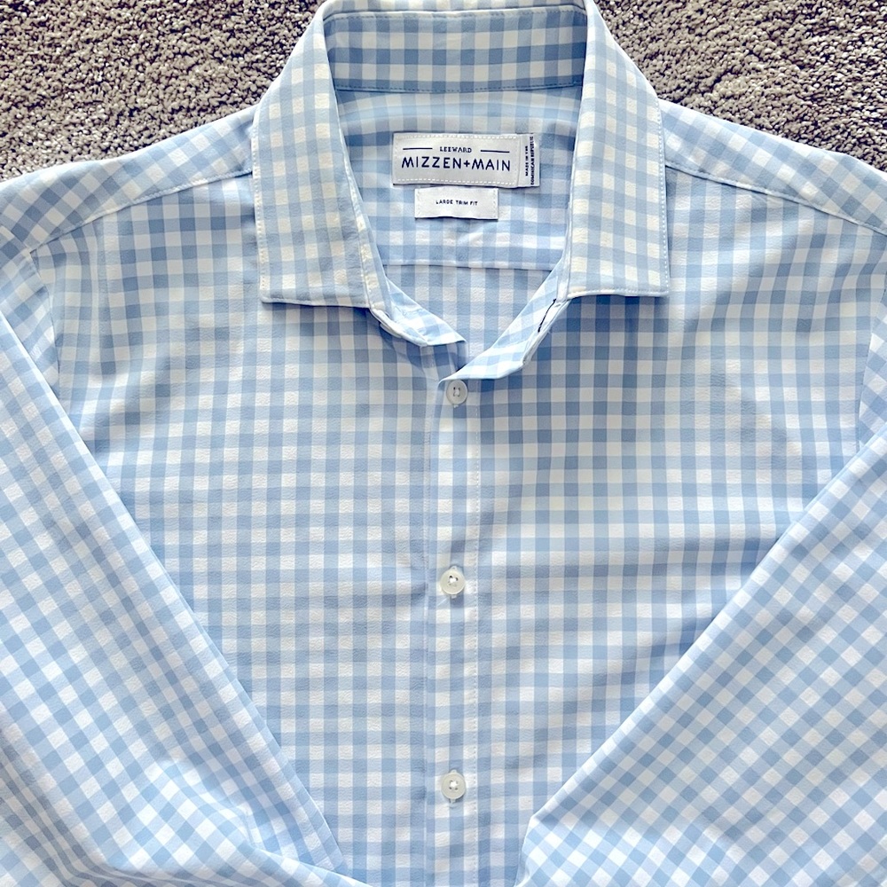 Mizzen + Main Men’s Dress Shirt Size Large Trim Fit
